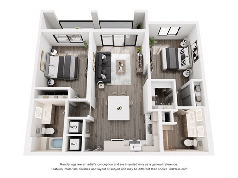 CERU Apartments in Boca Raton Florida photo of two bedroom floorplan